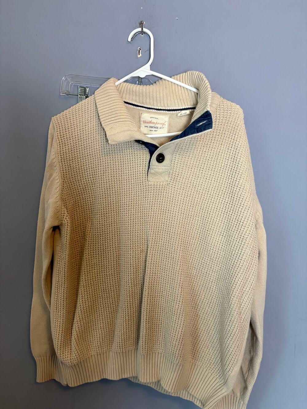 Weatherproof Beige Knit Pullover Sweater Men’s Size XL